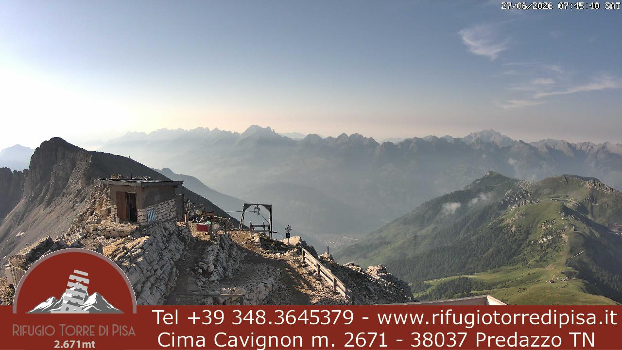 Webcam Rifugio Torre di Pisa Cima Cavigno - m 2671 - 38037 Predazzo (Tn)