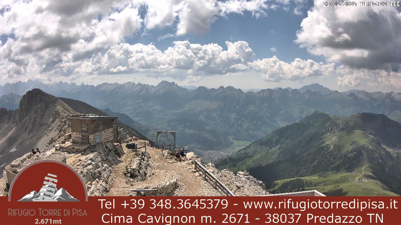 Webcam Rifugio Torre di Pisa Cima Cavigno - m 2671 - 38037 Predazzo (Tn)