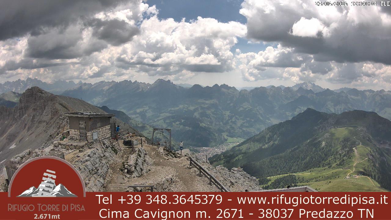 Webcam Rifugio Torre di Pisa Cima Cavigno - m 2671 - 38037 Predazzo (Tn)